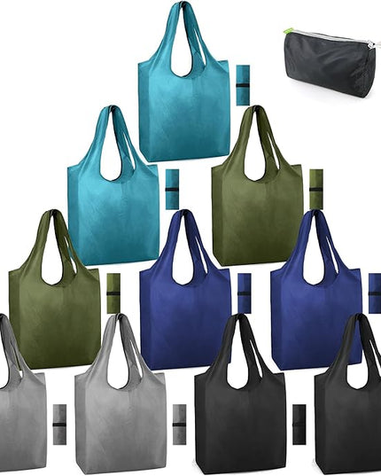BeeGreen DIY Reusable Grocery Bags Bulk 10 Pack, Reusable Shopping Bags X-Large 50LBS, Machine Washable Kitchen Reusable Bags Heavy Duty, Foldable Tote Bags w Handles for Shopping