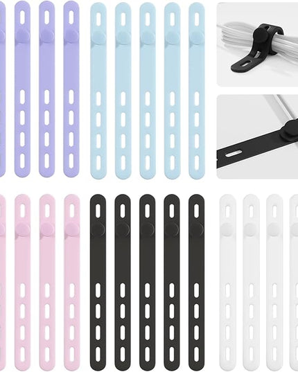 25Pack Silicone Cable Ties,Reusable Cord Organizer for Bundling Electrical Cords,Adjustable Data Cable Organizer Ties,High Elasticity Cable Straps for Home/Office/School/Travel(5 Colors)