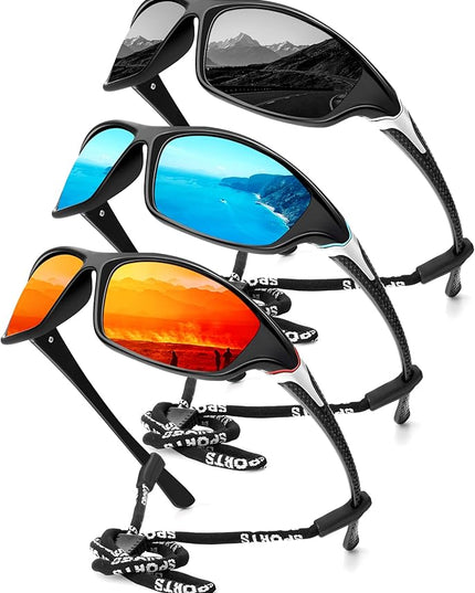 KALIYADI 4 Pack Polarized Sunglasses-Men Sports Sun-glasses: Mens Sunglasses UV Protection for Fishing Driving Cycling
