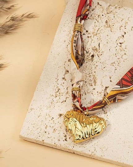 HETICA Scarf Necklace for Women Silk Western Charm Necklaces Fashion Accessory Jewelry Gift