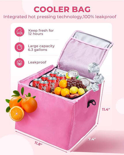 HIRALIY 4 in 1 Car Trunk Storage Organizer with Leakproof Cooler Bag, Multi-Compartment Foldable Trunk Storage Box for Car Truck SUV