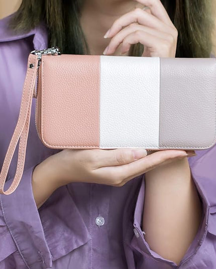 Moflycom Womens Wallet RFID Blocking Genuine Leather Multi Credit Card Large Capacity Zip Around Clutch Travel Purse Wristlet