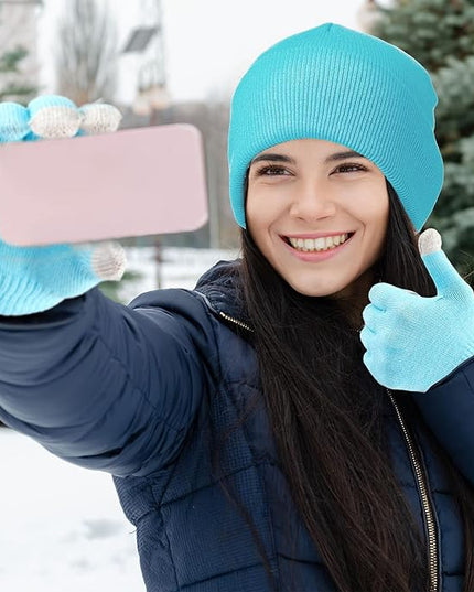 48 Pcs Bulk Winter Knit Beanies Gloves Men Women Warm Beanie Touchscreen Gloves Set Cozy Winter Accessories