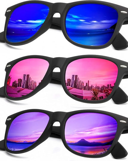 KALIYADI Polarized Sunglasses for Men and Women Matte Finish Sun glasses Color Mirror Lens UV Blocking (3 Pack)