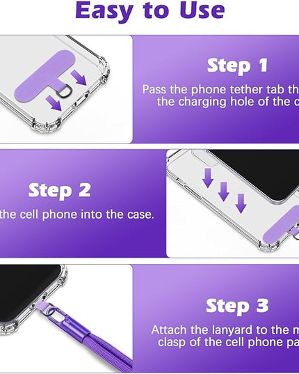 MoKo 2 Pack Phone Wrist Strap Anti-theft, Adjustable Hand Wrist Phone Lanyard with 360° Rotating Hook and Tether Tabs, Cellphone Wristlet Strap for iPhone, Most Smartphones, RoseGold & Purple