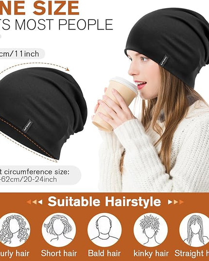 Slouchy Beanie for Women Men Soft Cotton Chemo Hats Double-Layer Warm Beanie Cap for Daily Wear & Transitional Seasons