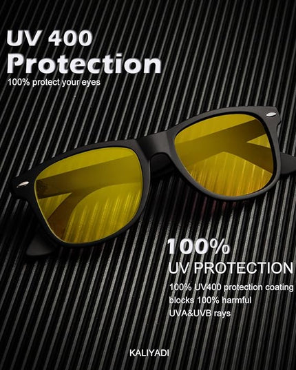 KALIYADI Polarized Sunglasses for Men and Women Matte Finish Sun glasses Color Mirror Lens UV Blocking (3 Pack)