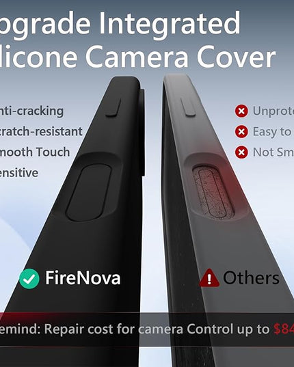 FireNova Magnetic for iPhone 17 Case, Compatible with MagSafe, [Integrated Silicone Camera Control Button] [Camera Protection] Anti-Scratch Microfiber Lining Phone Case, 6.3", Black