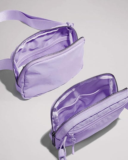 YOSHUYUKI Cross Body Fanny Packs for Women Fashion Waist Bag Pouch Nylon Small Travel Crossbody Bags Mini Purse Everywhere Belt Bag Bum Bag Adjustable Strap for Workout Running Hiking Lavender Fog