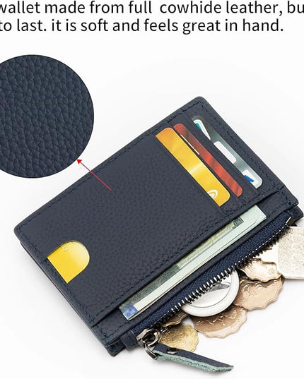 ilovever Slim Wallet for Women Small Leather RFID Blocking Credit Card Holder Minimalist Wallet with Coin Purses & Pouches,S Deep Blue