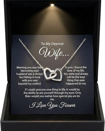 Evername To My Wife, Beautiful Necklace with an Emotional Message Card in a Luxury LED Jewelry Box. Great Birthday, Anniversary, Valentines Day Gift