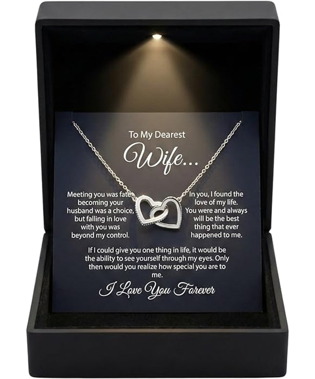 Evername To My Wife, Beautiful Necklace with an Emotional Message Card in a Luxury LED Jewelry Box. Great Birthday, Anniversary, Valentines Day Gift