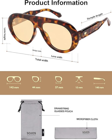 SOJOS Trendy Oversized Polarized Aviator Sunglasses Womens Men Retro Vintage 70s Style UV Protection Sun Glasses SJ2390