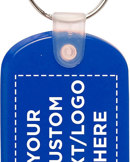 DISCOUNT PROMOS Tag Soft Plastic Keychains - 10 pack - Customizable Text, Logo - Small Key Tag Chain For Staying Organized - Rubber Key Ring Keychain – Blue