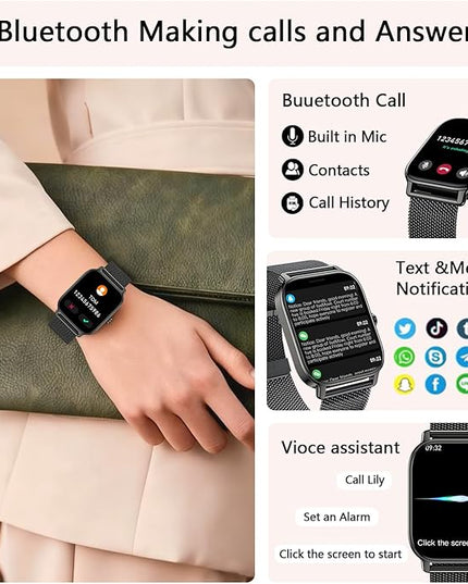 Smart Watch for Women Men Fitness: Make Answer Call Digital Mens Watches Waterproof Running Smartwatch for Android Phone iPhone Samsung Compatible Heart Rate Monitor SpO2 Pedometer Step Tracker