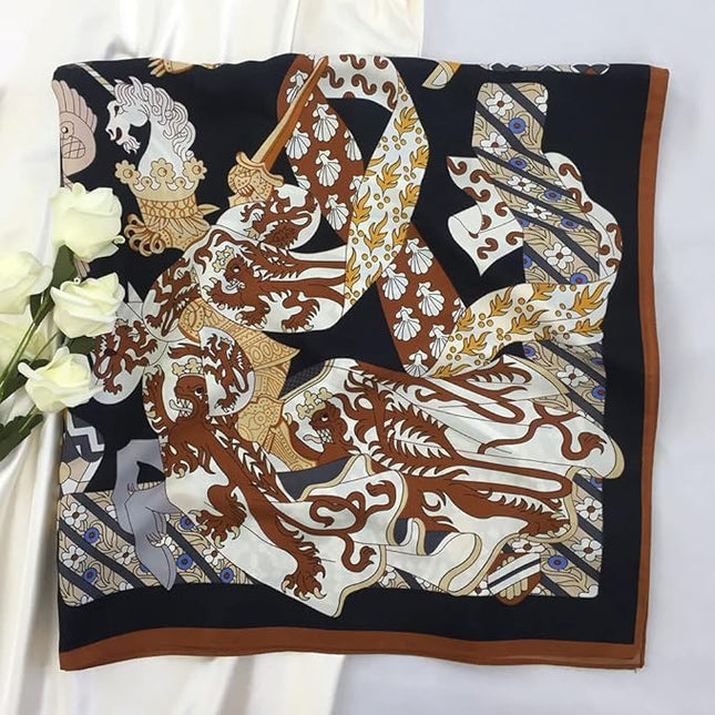 Julunar Silk Like Head Scarf for Women - Satin Large Hair Scarves - 35" Square Silk Hair Wrap for Sleeping with Gift Packed
