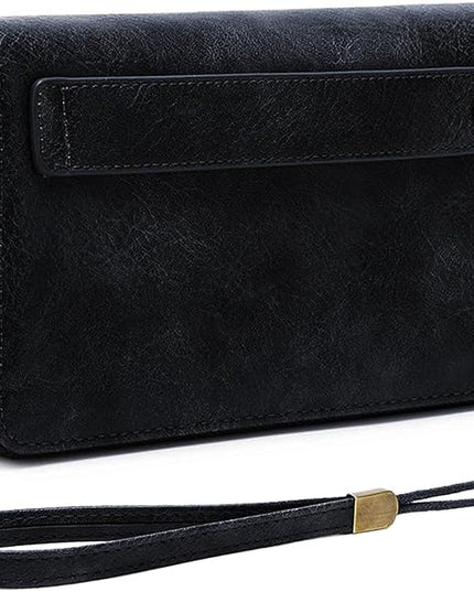 YAPAIOU Wallet For Women Large Capacity Wristlet Purse for Women RFID Blocking Multi Clutch Wallet Black