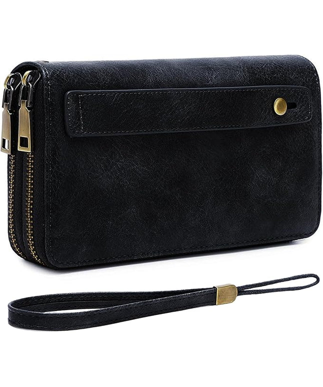 YAPAIOU Wallet For Women Large Capacity Wristlet Purse for Women RFID Blocking Multi Clutch Wallet Black