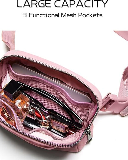 Belt Bag for Women Fanny Pack Crossbody Bags for Women Fashion Waist Packs with Adjustable Strap Gifts for Teen Girls Women Men (Pink)