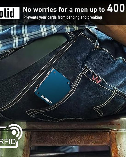 Lenvoten Extra Durable Hinged Minimalist Wallet for Men | Slim Metal RFID Blocking Wallet | Credit Card Holder & Money Clip Holds 20 Cards | Premium Scratch-Resistant Finish | Ideal Gift for Men