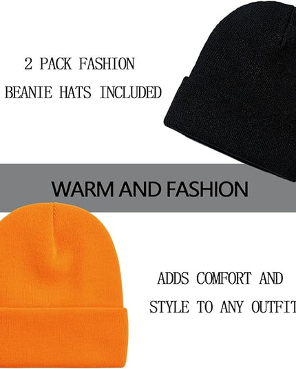 ZOORON 1&2 Pack Beanie for Men Women Slouchy Beanie Hats Winter Knit Caps Soft Ski Hat Unisex