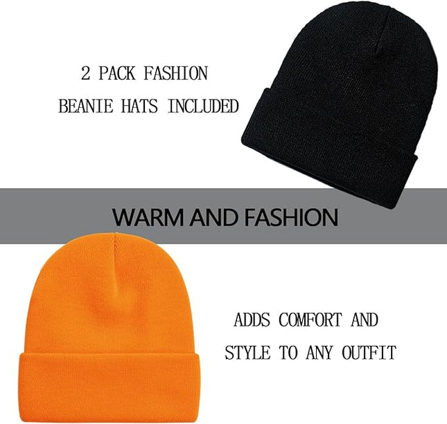 ZOORON 1&2 Pack Beanie for Men Women Slouchy Beanie Hats Winter Knit Caps Soft Ski Hat Unisex