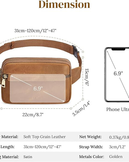 S-ZONE Fanny Packs for Women Genuine Leather RFID Blocking Crossbody Bags Purses Sling Waist Chest Bag Gifts Travel Running Adjustable Strap Men