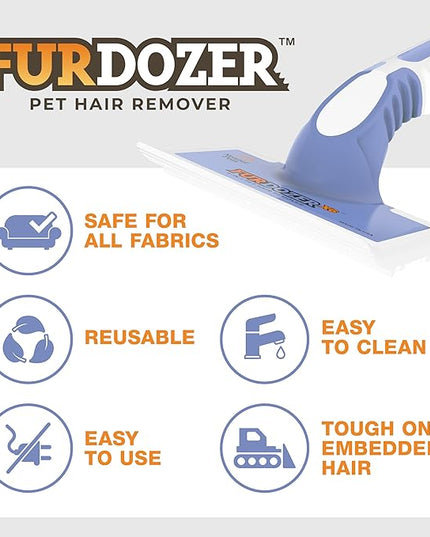 FurDozer Pet Hair Remover & Auto Detailing Tools - Cat & Dog Hair Remover for Carpets, Car Interiors, Couches, Bedding, & Pet Furniture (Purple, (3 Pack) - X6, X3 PRO, X3 MINI)