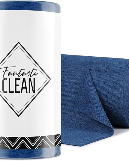 Fantasticlean Microfiber Cleaning Cloth Roll -75 Pack, Tear Away Microfiber Towels, 12" x 12", Reusable, Washable, Scratch Free, Ultra Absorbent for All-Around Cleaning Supplies (Navy Blue)
