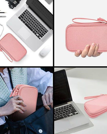 Electronic Organizer Travel Cable Accessories Bag, Electronic Organizer Case, Electronic Accessories Organizer Bag for Power Bank, Charging Cords, Chargers, Mouse, USB Cable, Earphones (Light Pink)