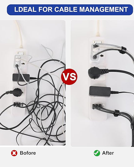 Reusable Cable Ties, 60 PCS 8 Inches Adjustable Cord Straps Wire Organizer Cord Wrap and Hook Loop Cable Management