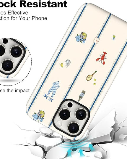 Magnetic for iPhone 15 Pro Case Cute Frog Stripes Phone Case, Summer Shockproof Slim TPU and Hard PC Protective Phone Cover Compatible with MagSafe Designed for Women Girls