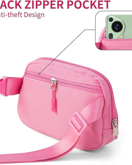 Cute Diy Pink Waist Fanny Pack for Girls, Crossbody Bag Purse Belt Bag,Dance Recital Birthday Gifts for 3 4 5 6 7 8 9 10 11 12 Year Old Kids. (916Rose Red)