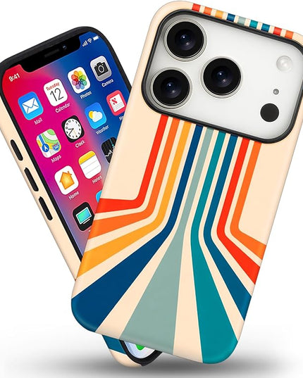 Magnetic for iPhone 17 Pro Case Cute Frog Stripes Phone Case, Summer Shockproof Slim TPU and Hard PC Protective Phone Cover Compatible with MagSafe Designed for Women Girls