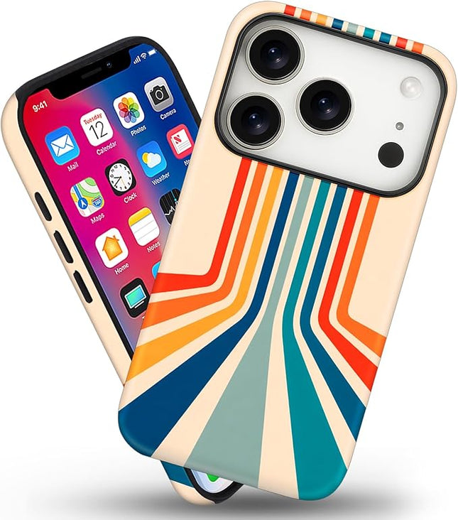 Magnetic for iPhone 17 Pro Max Case Cute Frog Stripes Phone Case, Summer Shockproof Slim TPU and Hard PC Protective Phone Cover Compatible with MagSafe Designed for Women Girls