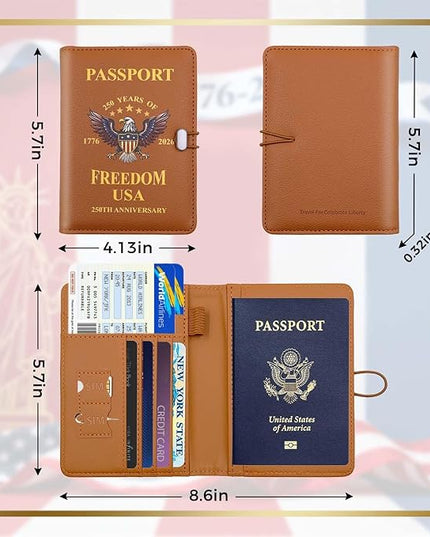 Melsbrinna Premium Leather Passport Holder Covers Case, Waterproof Rfid Blocking Travel Wallet Passport Holder with Pen Holder, Cute Passport Book for Women/Men