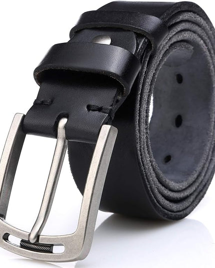 KEECOW Men's 100% Italian Cow Leather Belt Men With Anti-Scratch Buckle,Packed in a Box
