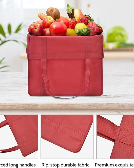 JERIA 24-Pack Reusable Grocery Bags，Large Washable Foldable Shopping Bags，Heavy Duty Tote Bags with Reinforced Handles