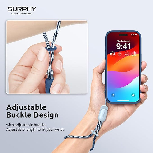 SURPHY 2 Pack Phone Lanyard for Cellphone Case, Phone Wrist Strap for Case, Cellphone Strap with 2-Color Braided, Charm Wrist Lanyard for Women and Men, Cloud Blue & Blue Jay