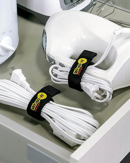 Quick-Straps by Wrap-It Storage - Assorted 12-Pack Black - Hook and Loop Hose and Cable Organizers