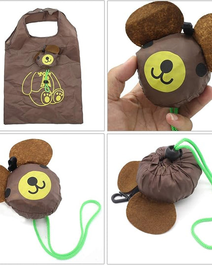 10PCS Folding Shopping Bags Reusable Shopping Tote Bags Compact Eco Periodic Duty Recycling Use Shopping Bags (Animals)