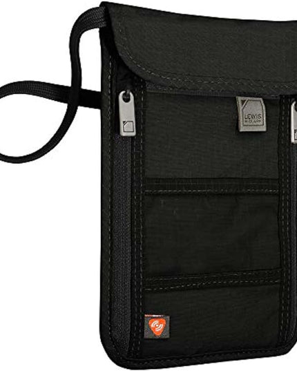 Lewis N. Clark RFID Blocking Stash Neck Wallet, Travel Pouch Passport Holder for Women & Men, Black