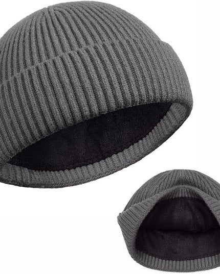 ROYBENS Swag Wool Knit Cuff Short Fisherman Beanie for Men Women, Winter Warm Hats