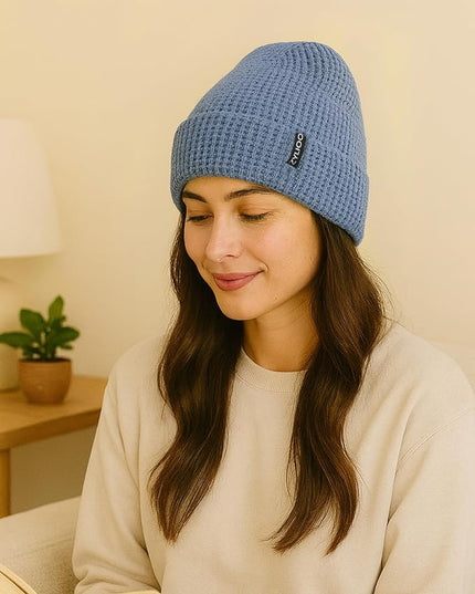 Zylioo XXL Oversize Waffle Knit Beanie,Large Winter Warm Hats for Men Women, Durable Premium Toboggan Hat for Big Heads