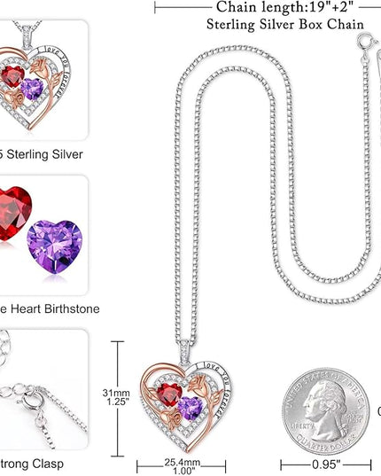 Iefil Christmas Gifts for Women - Sterling Silver Birthstone Necklace Anniversary Birthday Gifts for Her Wife Mom Daughter