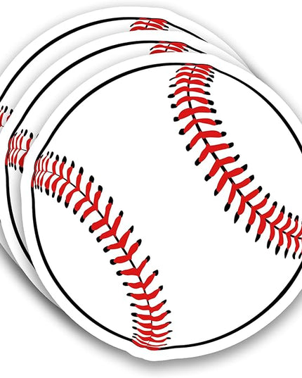 (3Pcs) Baseball Stickers Waterproof Vinyl Baseball Ball Decals for Water Bottle, Tumbler, Laptop, Phone Case, Poster Board, Scrapbooking, Team Players, Coach, 3" x 3"