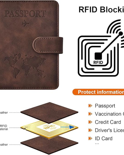 Eoehro Passport Holder for Travel Essentials, Passport Wallet Cover Case for Travel Must Haves Accessories,Passport Book Holders for Women and Men(coffee)