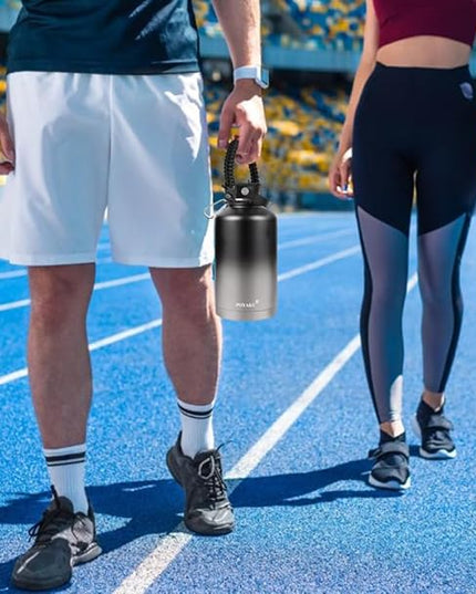 Water Bottle Insulated 32oz 40oz 64oz 128oz Straw Lid Spout Lid & 3 Lids, Leak Proof, Vacuum Insulated,Stainless Steel Water Bottle Wide Mouth for Sports, Gym or Office