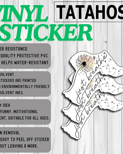 (3Pcs) Just Breathe Christian Faith Sticker – Waterproof Vinyl Stickers with Vintage Floral for Laptops, Journals, Water Bottles, Tumblers, Planners – Inspirational Bible-Themed Decals – Size 3"x2.5"