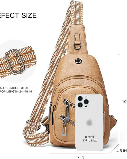 Sling Bag For Women Faux Leather Small Casual Daypack Backpack Fanny Pack Crossbody Chest Bags Purse